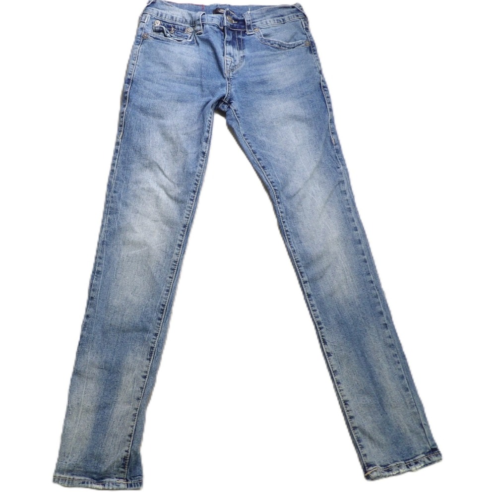 True Religion Rocco Slim Men Jeans 32 Flap Pocket Embossed Horseshoe Light Wash